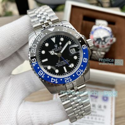 Replica Rolex GMT Master 2 Black Dial Batman Ceramic Bezel Jubilee Watch